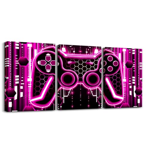 Feelyou Kids Gamer Picture Wall Decor Honeycomb Gaming Canvas Wall Art for Living Room Bedroom Boys Girls Gamepad Wall Painting Posters Game Console Controller Teens Bathroom Wall Art 12"x16"x 3Pcs - color: Multi A07