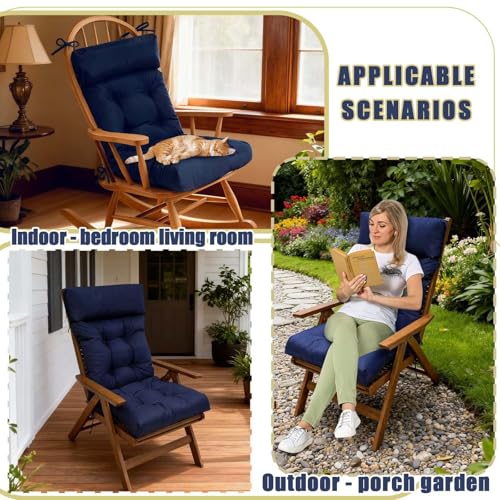 Indoor Outdoor Rocking Chair Cushion Waterproof Patio Seat Pad Tufted Rocker Chair Cushion for Home Garden 40×20in Burgundy - color: Burgundy