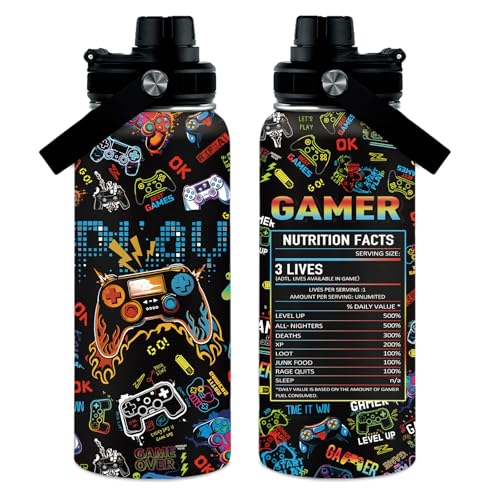 Gaming Gamer Gifts 32oz Gamings Gamepad Water Bottles, Gamers Gifts for Kids Teen Game Boys Son Adults Gaming Tumbler Presents Gamers Birthday Party Christmas Game Decor Gift Gamer Cup - color: Gaming