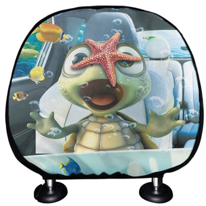 Cute Sea Turtle Car Seat Headrest Protector Set of 2 Pcs Vehicle Seat Pillow Covers Stretchy Auto Seats Headrest Cover Universal Auto Interior Accessories - color: Cute Sea Turtle