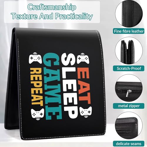 EXXBYELI Boys Wallet Gamepad Leather Wallets Credit Id Card Cash Holder Black Rfid Blocking Zipper Cute Cool Funny Aesthetic Wallets With Coin Pocket Id Window Teen Wallets for Boys Teenager Wallet - color: games-text-12