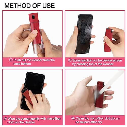 Screen Cleaner Touchscreen Mist Spray, walrfid Cleaning Kit for Electronic Smart Phone TV, Laptop, Tablet, PC, Computer Monitor Flat LCD, Eyeglasses, Compatible with iPhone iPad MacBook Pro (Red) - color: Red
