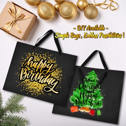 GEGIBOA Extra Large Gift Bags With Handles, 15x6x12 Inch Sturdy Kraft Paper Large Gift Bags, Bulk for Wedding, Party, Birthday, Easter, Fathers Day, Business and Shopping (Black-XL-3-pcs) - size: Black-XL-3-pcs
