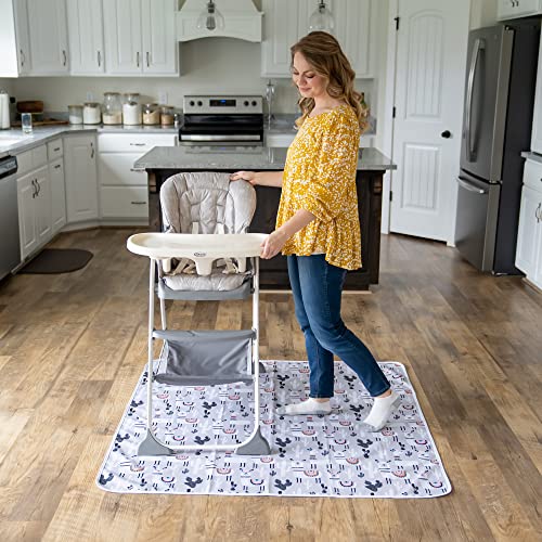 Splat Mat for Baby – Under High Chair Floor Mat Protects Wood, Vinyl and Carpet from Spills – Waterproof 4 Layer Baby Mat with Anti-Skid Backing Deters Bunching and Sliding (51” x 51”) - color: Grey Alpaca