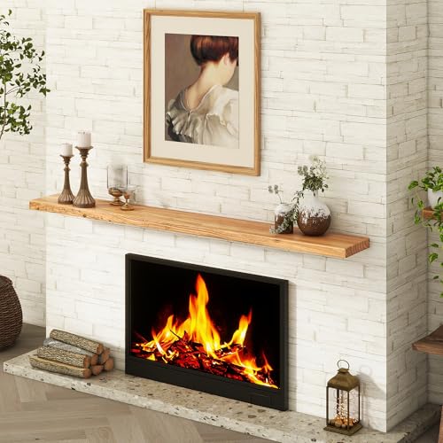 Fun Memories 72 Inch Floating Shelves for Wall, Solid Elm Wood Wall Shelf for Home Decor, Heavy-Duty Hardwood Floating Shelf for Bedroom, Bathroom, Living Room, Set of 1 - color: Usa-sourced Elm Wood, size: 72"W x 6.7"D