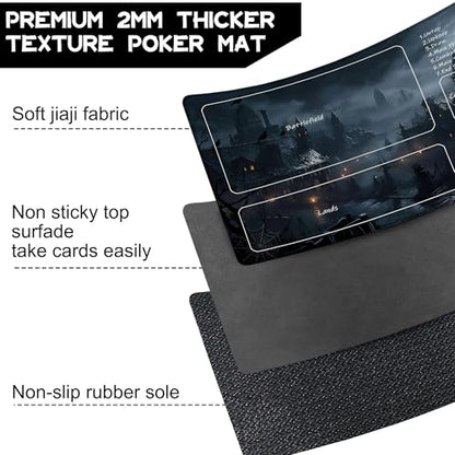 for MTG Playmat 24 x 14 Inches Fantasy Castle Magic Play Mat Card Game Mat for Magic The Gathering TCG PTCG Playmat with Free Storage Bags Non-Slip Backing and Stitched Edge - color: Fantasy Castle With Zones
