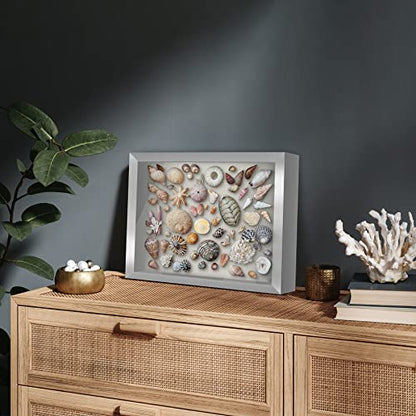Americanflat 11x14 Shadow Box Frame with Shatter-Resistant Glass - Silhouette Collection - Large Shadow Box Display Case for Tabletop and Wall Display - Silver with Soft Felt Back - color: Silver, size: 11x14