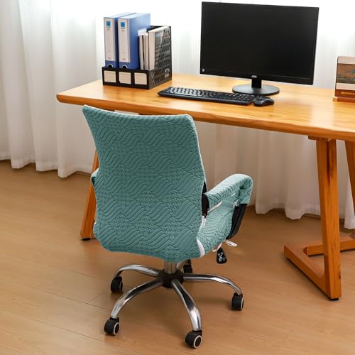 Green Office Chair Cover with Armrest Cover 18Inch Wide Stretch Jacquard Patterned Small Desk Computer Chair Covers with Long Zipper Arm Slipcovers Washable - color: Jacquard L-sage Green, size: Small