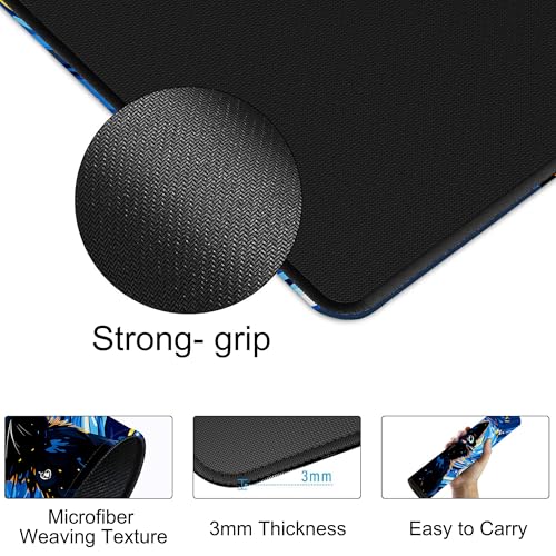 Starry Night Cat Gaming Mouse Pad Large Desk Mat Extended Keyboard Anime Mousepad with Non-Slip Base and Stitched Edge for Desk Home Office Gaming,35.4 x 15.7 Inch - color: Starry Night Cat, size: 15.7*35.4inch