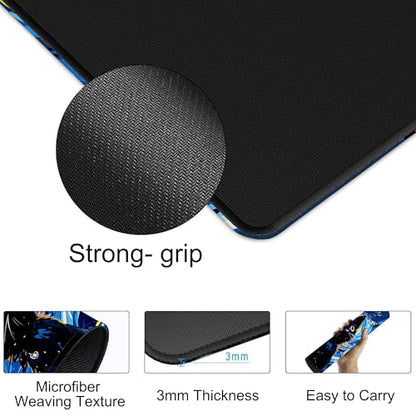 Starry Night Cat Gaming Mouse Pad Large Desk Mat Extended Keyboard Anime Mousepad with Non-Slip Base and Stitched Edge for Desk Home Office Gaming,35.4 x 15.7 Inch - color: Starry Night Cat, size: 15.7*35.4inch
