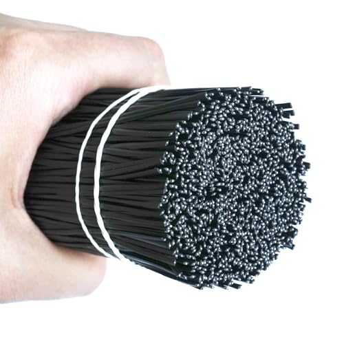 1000 pcs 8 inch Black Cable Twist Ties Plastic Twist Ties with Rugged Metal Innercores Reusable Fastening Cable Cord Wire Ties - size: 8 inch-Black
