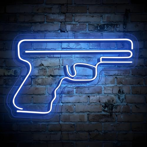 Cool Gun Neon Sign for Man Cave Setup, Pistol Neon Sign, USB Powered LED Neon Light for Wall Decor, Game Room, Bar & Bedroom, Unique Gift for Men, Gamers, Gun Enthusiasts, Warm Light Adjustment - color: Pistol Neon Sign