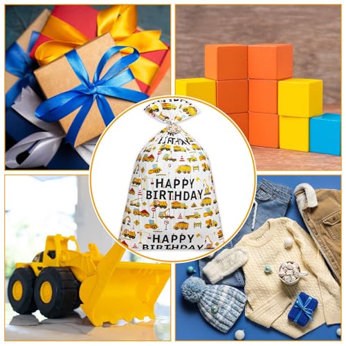 gisgfim Extra Large Construction Birthday Gift Bag Printed Children's Engineering Vehicles Excavator Goodie Bag 37x56 Inch Jumbo Gift Bags for Boys Kids Birthday Party Baby Shower Decoration Supplies - style: Construction
