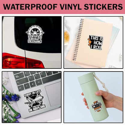 SODAVA Aircraft Mechanic Sticker Pack 15 Pcs 3x3 Inch, Aviation Technician Maintenance Decals, Waterproof Vinyl Stickers for Car Laptop Helmet Toolbox Notebook - color: Aircraft Mechanic