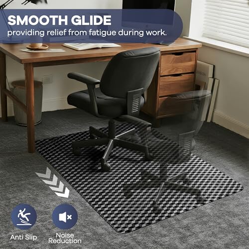 BesWin Office Chair Mat for Carpet, 48" x 30" Computer Desk Chair Mat for Low Carpeted Floors, Thick and Sturdy Carpet Protector for Rolling Chairs, Easy Glide Floor Mat for Home, Gaming (Black) - size: 30"×48" (for Low-pile Carpet)