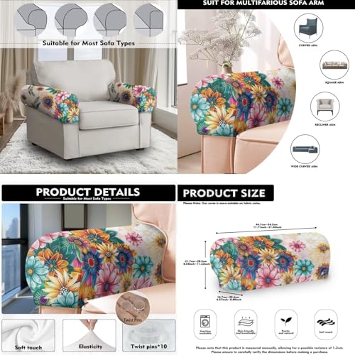 Cherry Blossoms Sofa Headrest Armrest Cover Set Non Slip Sofa Chair Protector Washable Scratch Resistant Headrest Cover Seater Headrests Slipcovers with Fixing Nails Furniture Protector - color: Cherry Blossoms