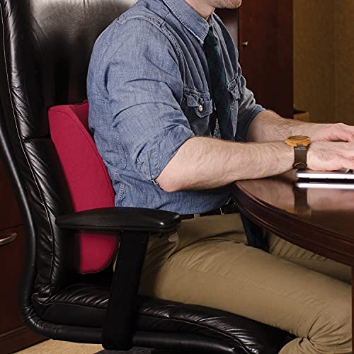 DMI Lumbar Support Pillow for Chair to Assist with Back Support with Removable Washable Cover and Firm Insert to Ease Lower Back Pain while Improving Posture,14 x 13 x 5,Contoured Foam,Elite,Burgundy - color: Burgundy, size: 1 Count (Pack of 1), style: El