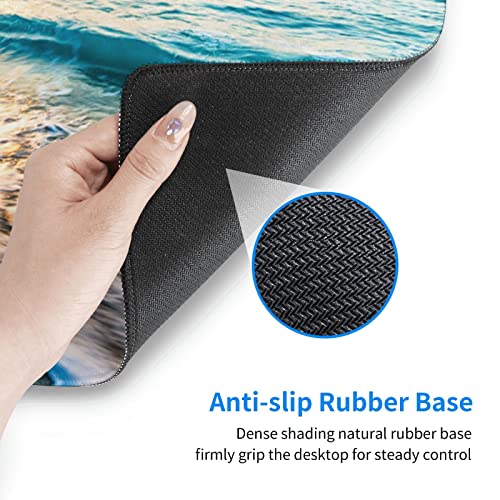 Large Mouse Pad Gaming Mousepad XL Sunrise Beach Wave Desk Mat Mouse Pad Long 31.5x11.8 in Extended Big Mousepad Waterproof Desk Pad with Non-Slip Base and Stitched Edges Computer Keyboard Mat - color: Sunrise Beach Wave