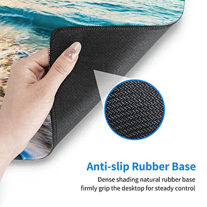 Large Mouse Pad Gaming Mousepad XL Sunrise Beach Wave Desk Mat Mouse Pad Long 31.5x11.8 in Extended Big Mousepad Waterproof Desk Pad with Non-Slip Base and Stitched Edges Computer Keyboard Mat - color: Sunrise Beach Wave