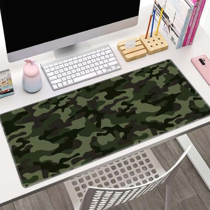 Camouflage Desk Mat Green Mouse Pad Large Gaming Mousepad XL 31.5''X 11.8'' Deskpad Cute Desk Accessories - color: Green Camouflage
