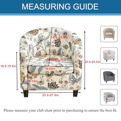 KRFOONN Club Chair Slipcover 2 Piece Stretch Printed Round Barrel Chair Covers Removable Tub Chair Slipcover with Elastic Bottom Chair Coverings Furniture Protector Cover for Living Room, A11 - color: Color A11