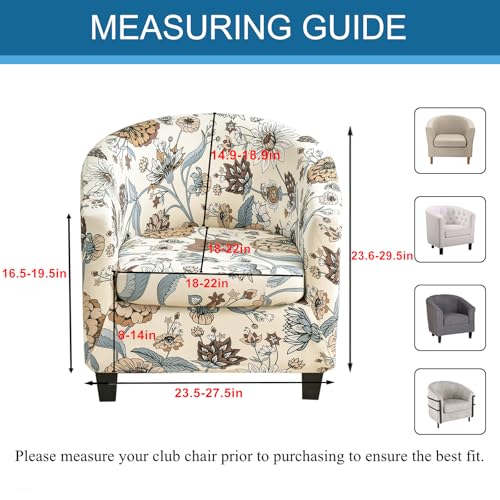 KRFOONN Club Chair Slipcover 2 Piece Stretch Printed Round Barrel Chair Covers Removable Tub Chair Slipcover with Elastic Bottom Chair Coverings Furniture Protector Cover for Living Room, A11 - color: Color A11