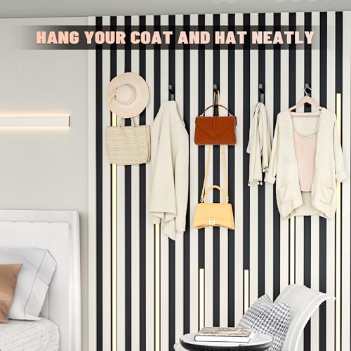 Lichaser 5 Pack Black Acoustic Panel Wall Hooks, Decorative Wall Hooks Screw in Sound Panel and Wood Slats, 0.5 in Metal Hanger for Hanging Coat, Hat, Towel, Backpack, Bags, Purse - size: 5 Pack