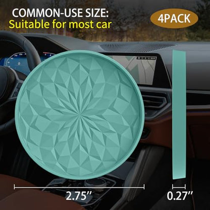 ME.FAN Car Coasters for Cup Holders [4 Pack] - 2.75in Silicone Auto Mug Mats - Universal Non-Slip Recessed Car Interior Accessories Teal Blue - color: 4pack-teal Blue