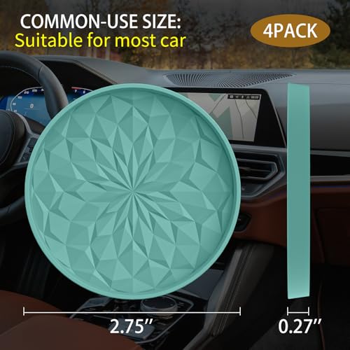 ME.FAN Car Coasters for Cup Holders [4 Pack] - 2.75in Silicone Auto Mug Mats - Universal Non-Slip Recessed Car Interior Accessories Teal Blue - color: 4pack-teal Blue