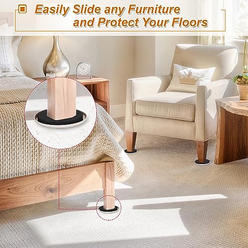 3.5-Inch Furniture Sliders for Carpet & Hardwood Floors, 8PCS Reusable Heavy-Duty Furniture Moving Pads, Effortless Moving and Surface Protection - size: 3.5 inch 8 PCS (Round)
