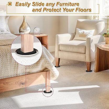 3.5-Inch Furniture Sliders for Carpet & Hardwood Floors, 8PCS Reusable Heavy-Duty Furniture Moving Pads, Effortless Moving and Surface Protection - size: 3.5 inch 8 PCS (Round)