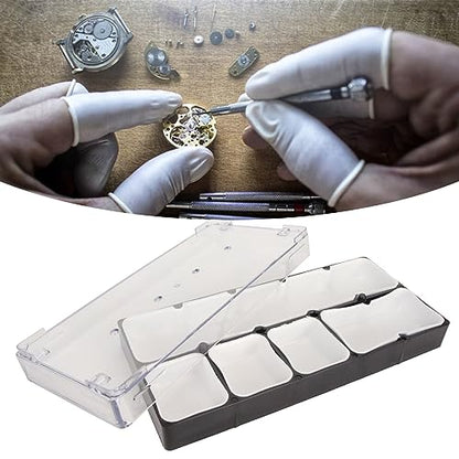 Waterproofs Watch Parts Storage Box with 5 Compartments Shockproof Organizer Case for Small Accessories Screws Jewelry for Watchmakers Technicians Enthusiastsand Enthusiasts ﻿