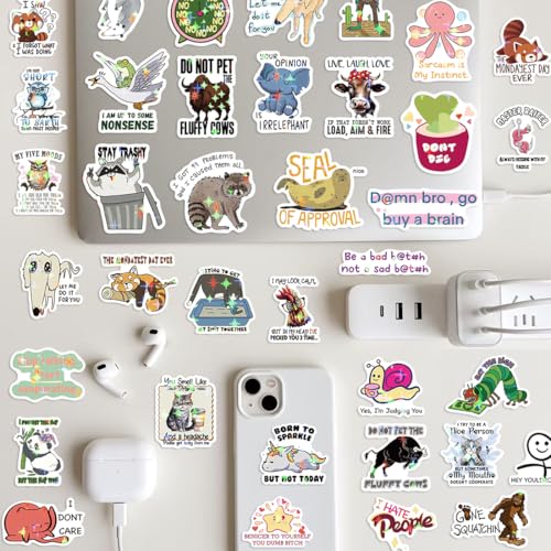 Funny Holographic Stickers for Adults, 150Pcs Sarcastic Stickers Vinyl Hilarious Meme Decals for Kindle Phone Case Bumper Water Bottles Laptops Scrapbook