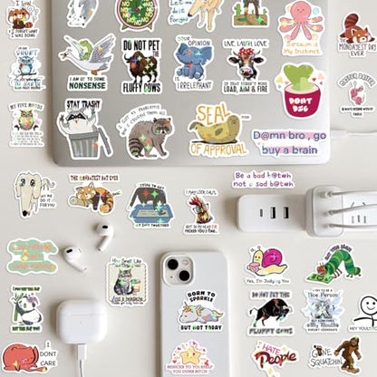 Funny Holographic Stickers for Adults, 150Pcs Sarcastic Stickers Vinyl Hilarious Meme Decals for Kindle Phone Case Bumper Water Bottles Laptops Scrapbook