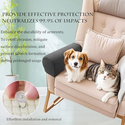 Sofa Couch Arm Chair Covers, Armrest Armchair Covers Stretch Recliner Slipcover, Set of 2 (Black) - color: Black