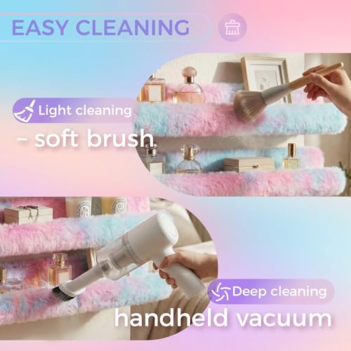 Care&More YJ 15 Inch Nail Polish Shelves, 4-Pack Fuzzy Display Nail Polish Rack for Storing Nail Bottles, Sunglasses, Essential Oils, Plush Soft (Purple) - color: Purple