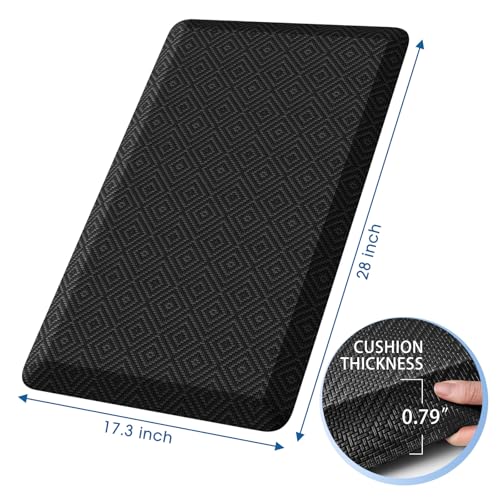 Mattitude 4/5 Inch Thick Kitchen Mat Cushioned Anti-Fatigue Floor Mat Water Resistant Non-Slip Mats and Rugs Standing and Comfort Desk Mats for House Sink Office Laundry (Black, 17.3"x28") - color: Black, size: 28"L x 17.3"W x 0.8"Th