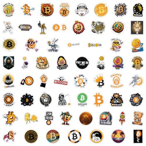 60 Pcs Bitcoin Crypto Sticker Pack Cartoon Vinyl Decals for Laptop Water Bottle Luggage Cup Phone Cryptocurrency Decal, Aesthetic Space Miner, Gift for Traders & Investors - style: A4