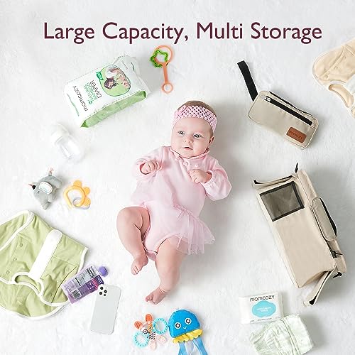 Momcozy Universal Baby Stroller Organizer, 2 Insulated Cup Holder, Detachable Zippered Pocket, Adjustable Shoulder Strap, Large capacity for baby essentials, Compact Design Fits Any Strollers - color: Khaki