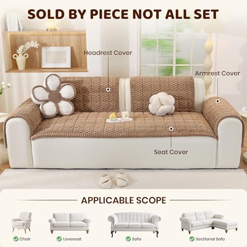 Royhom Couch Arm Covers, Arm Rest Covers for Sofa Set of 2, Thick Arm Chair Covers, Headrest Backrest Protector for Pets Recliner Loveseat Leather Cushion L Shaped Sofa (Brown, 20 x 24 Inch, 2 Pieces) - color: Brown, size: 20 X 24 Inch/2 Pieces