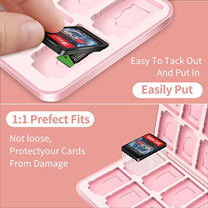 OLDZHU Cute Switch Case Holder Compatible with Nintendo Switch&Switch OLED, Pink Storage for 24 Game Cartridges and 24 Micro SD Cards - color: Cute dog