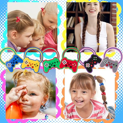 36PCS Video Game Hair Ties for Women Girls, Elastic Hair Ties Ponytail Holder Controller Hair Accessories Videos Gaming Party Favor (Video)