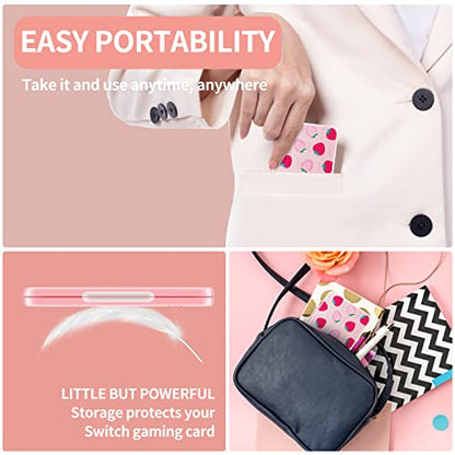 OLDZHU Pink Switch Game Holder - Storage for 24 Games & 24 Micro SD Cards, Compatible with Nintendo Switch&Switch OLED - color: Fruit