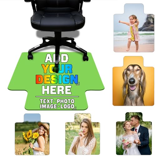 Custom Office Chair Mat for Hardwood Floor, 3D Print Personalized with Text Photo Computer Office Desk Chair Mat for Home and Tile Floor Use, 36" x 48" with Lip Rectangle, Fluorescent Green - color: Fluorescent Green, size: 30"x 48"