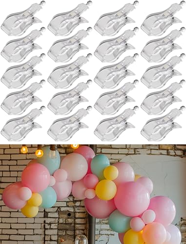 NiHome 20-Pack Balloon Arch Clips, Heavy-Duty Spring Clamps with Superior Grip, Transparent Reusable Clips for Secure Balloon Garland, Suitable for Backdrop, Wedding & Party