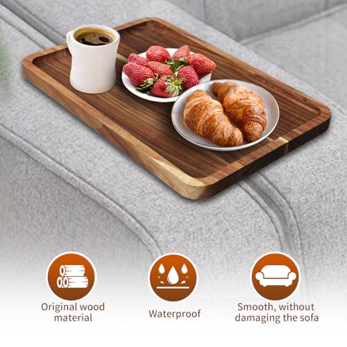 2PCS Sofa Tray, Solid Wood Tray Table Foldable, Couch Desk No Odor for Drinks Snacks Phone Remote Control (Square-Shaped) - size: Square-2PCS