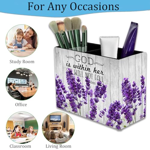 Pen Holder and Anti-Slip Mouse Pad Combination, Makeup Brush Storage Box, Tableware Storage Box, Suitable for Office and Home - Lavender Psalm 46:5 - color: Lavender Psalm 46:5