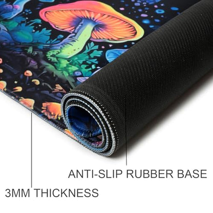 Gaming Mouse Pad, Blacklight Waterproof Large Non-Slip Rubber Base Mouse Mat, Glow in The Dark Desk Pad, 31.5 x 11.8 inches, Mushroom - color: Mushroom