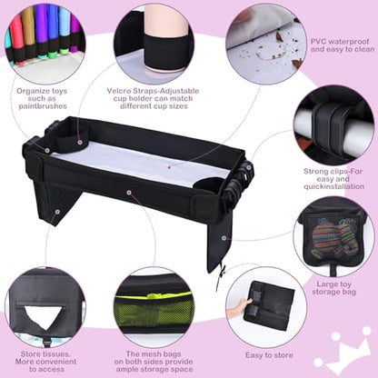 Babenest Stroller Snack Tray for Wonderfold Wagon W4, Foldable Thickened Snack Tray with Cup Holder, Storage Mesh Bag & Pen Slot, Easy to Clean Snack Board for Drawing - size: W4