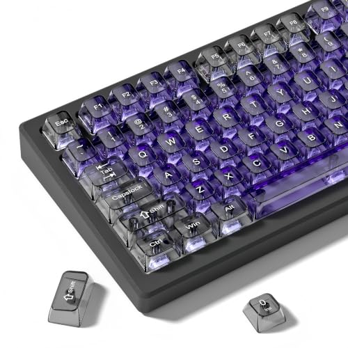 dagaladoo Clear keycaps,Transparent Keyboard keycaps,Jelly Key caps Set,Shine Through keycap,MDA Profile Keyboard caps for Mx Switches Mechanical Keyboard (Purple and Grey) - color: Purple and Grey
